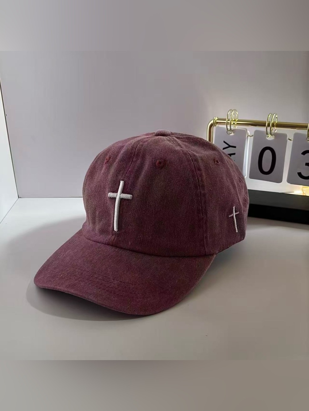 Distressed Washed Cross Baseball Cap for Men Women,Streetwear Punk Hip Hop